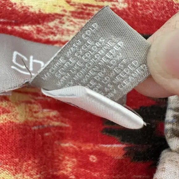 Chicos Jacket LARGE Multicolor Ikat Print Button Front Linen Blend Boho 22x24 - Picture 6 of 9